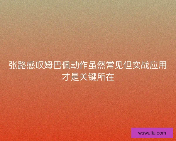 张路感叹姆巴佩动作虽然常见但实战应用才是关键所在
