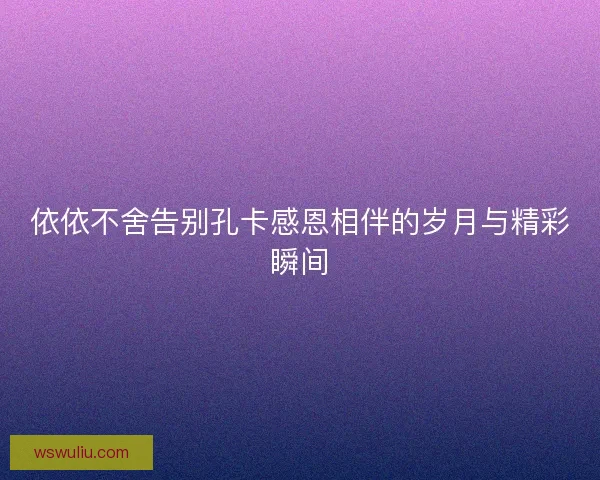 依依不舍告别孔卡感恩相伴的岁月与精彩瞬间